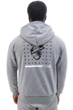 Abarth AH024ZP grauer Kapuzenpullover aus Baumwollmischung mit Reißverschluss