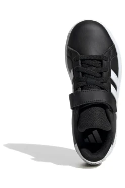 Adidas Grand Court 2 EL C schwarze Schuhe mit weißen Streifen und Klettverschluss