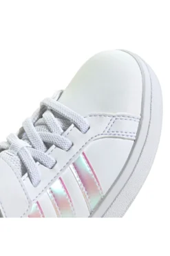 Adidas Grand Court 2.0 EL C – Weiße Sneakers mit schillernden Streifen und Klettverschluss
