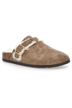 Altemberg 1214 Hausschuhe mit Doppelschnalle und Fellfutter, Taupe