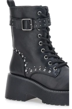 Anfibi Neri Flatform con Borchie e Cinturino Me&Me RQ24W16B