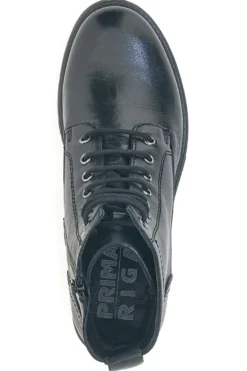 Anfibi neri in pelle con lacci Prima riga LB500