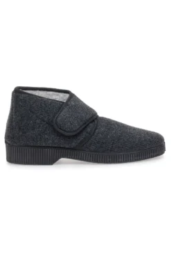 Antica Pantofoleria 1378 dunkelgraue Hausschuhe mit Klettverschluss