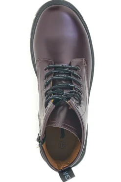Auberginefarbene Kampfstiefel mit seitlichem Reißverschluss von Gas Nottingham