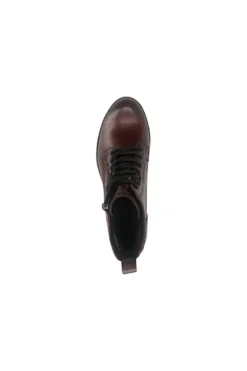 Bagatt D11AFS3K4100 Burgunderfarbene Leder-Schnürstiefel mit Reißverschluss und warmem Futter