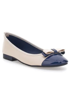 Ballerine beige e blu con fiocco The First IDE6292