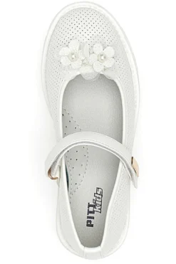 Ballerine Bianche Con Cinturino e Strappo Pitt Kids 7701
