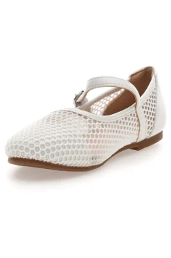 Ballerine bianche traforate con cinturino incrociato Grazie girl 392611S