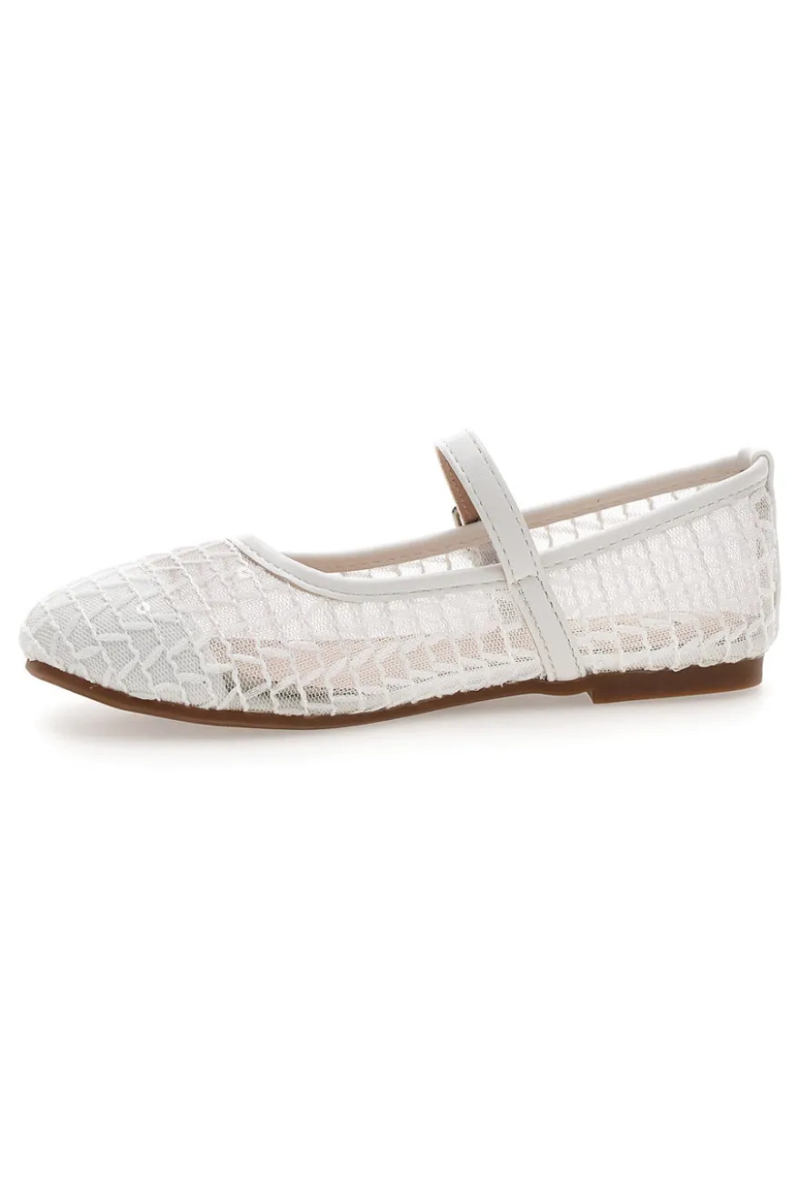 Ballerine bianche traforate con cinturino Grazie girl 392610S