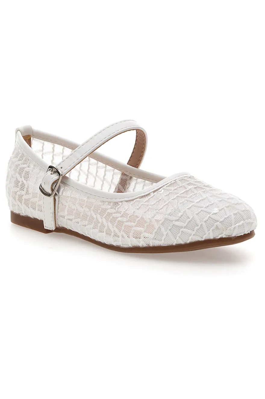 Ballerine bianche traforate con cinturino Grazie girl 392610S