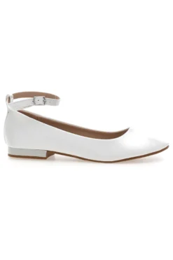 Ballerine bianche vernice con cinturino alla caviglia The First IDE1075 da Donna