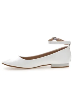 Ballerine bianche vernice con cinturino alla caviglia The First IDE1075 da Donna
