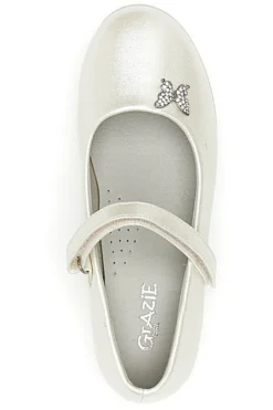 Ballerine Bianco Perlato con Farfalla Decorativa GRAZIE GIRL 39G2515S