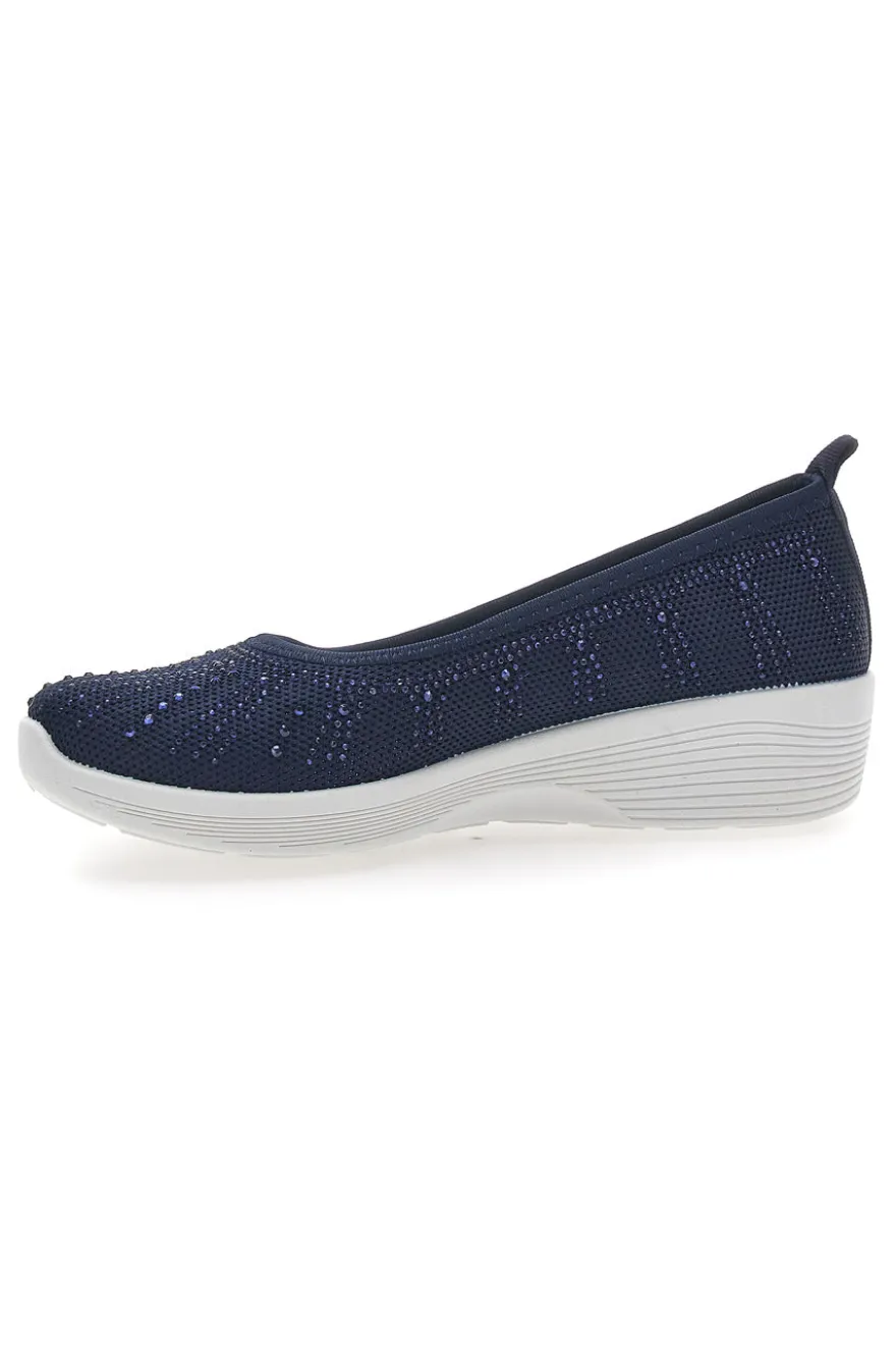 Ballerine Blu In Tessuto Con Strass Prima Riga 429