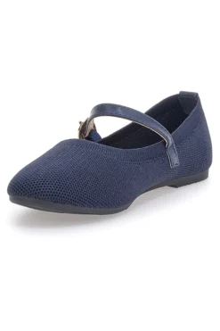 Ballerine blu in tessuto traforato con cinturino The First PRESZ41