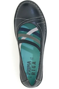 Ballerine nere in vera pelle con fasce elastiche Prima riga 19496FRUIT