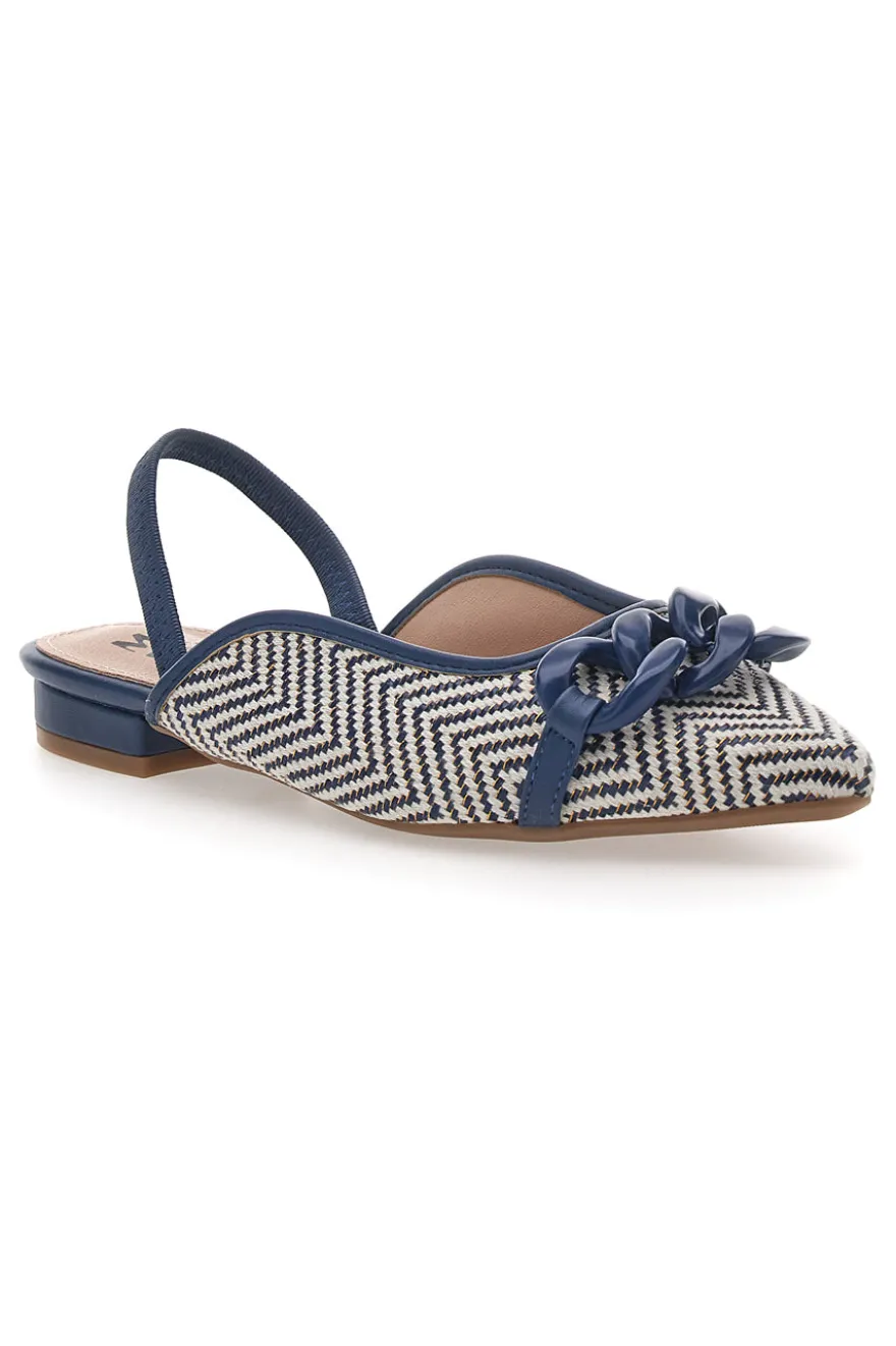 Ballerine slingback blu con fiocco e punta a contrasto Me & Me D729H1