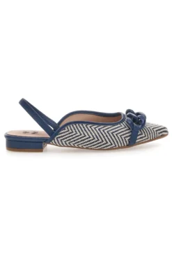 Ballerine slingback blu con fiocco e punta a contrasto Me & Me D729H1