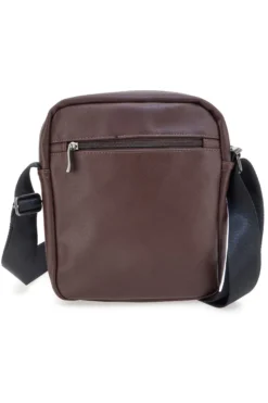 BASILE BS522-4 Schwarze Schultertasche in Ghost Brown mit Kontrastnähten