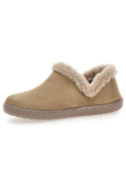 Beige Hausschuhe mit Pelzbesatz und warmer Innenseite Gaia Mania GG463