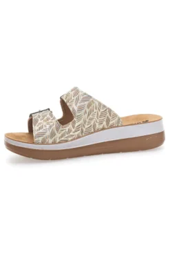 Beige Slipper mit Muster und Doppelschnalle INBLU 19 TF für Damen | Pittarello