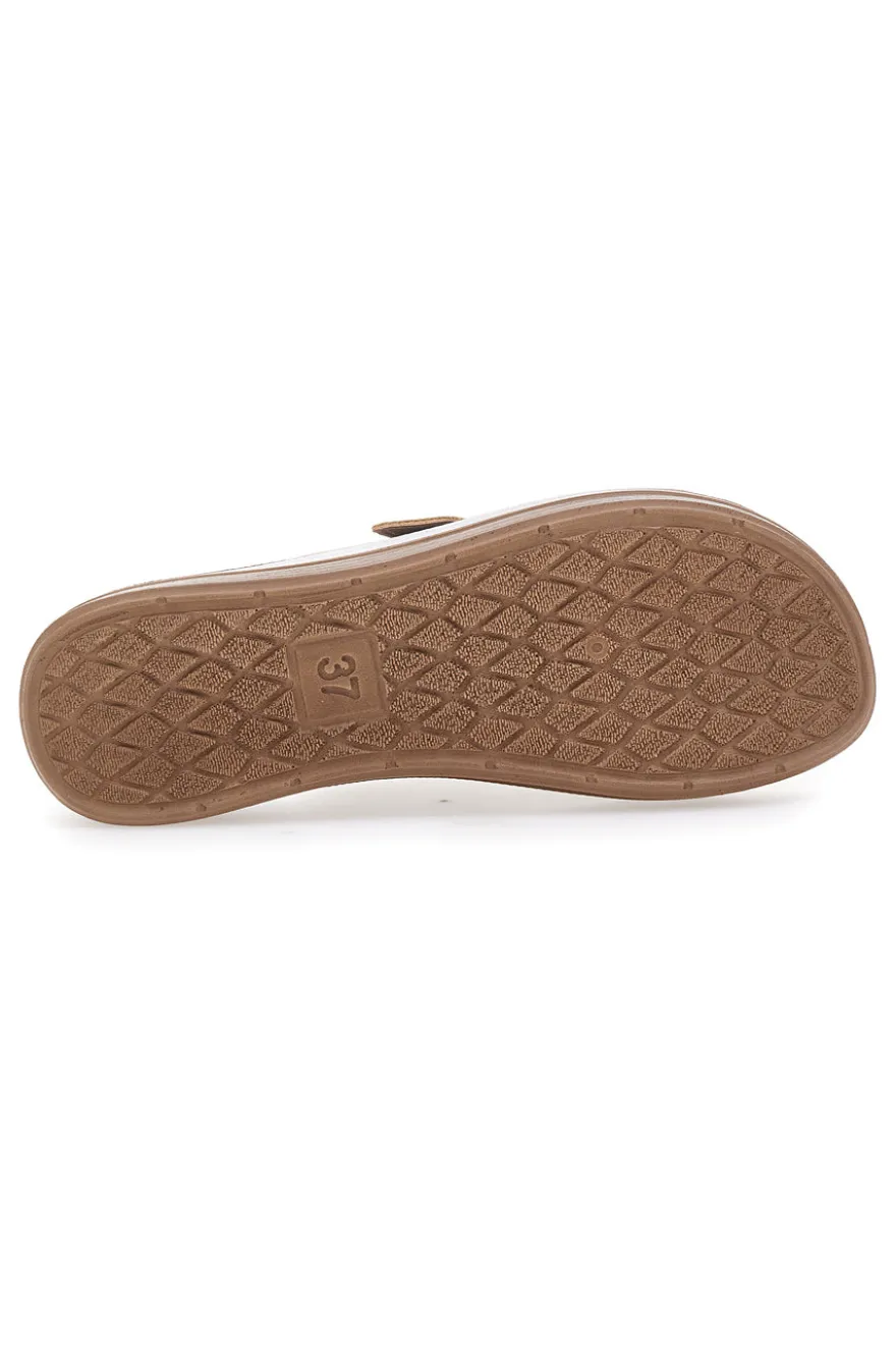 Beige Slipper mit Muster und Doppelschnalle INBLU 19 TF für Damen | Pittarello