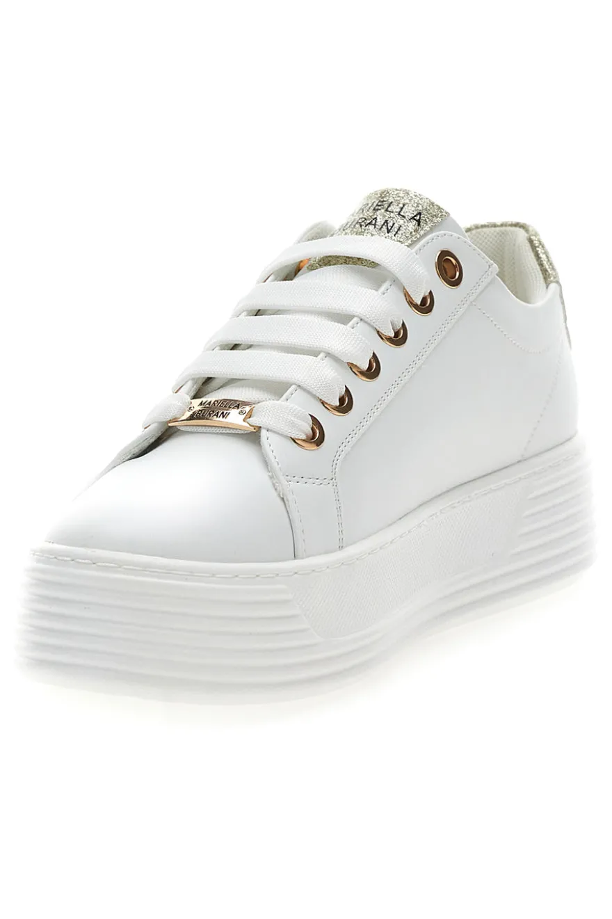 Beige Sneakers mit goldenen Glitzerdetails und Reißverschluss Mariella Burani 51031