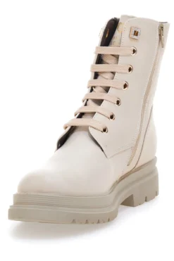 Beige Stiefeletten mit seitlichem Reißverschluss und Strasssteinen Laura Biagiotti L97129600