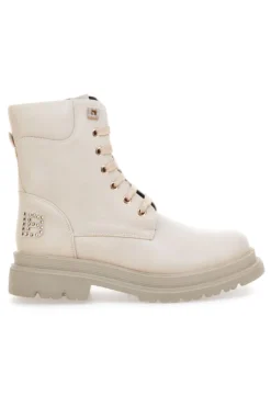 Beige Stiefeletten mit seitlichem Reißverschluss und Strasssteinen Laura Biagiotti L97129600