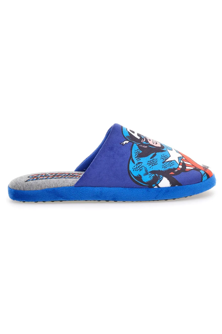 Blaue Hausschuhe mit Captain America-Aufdruck und rutschfester Avengers-Sohle R1010198T01