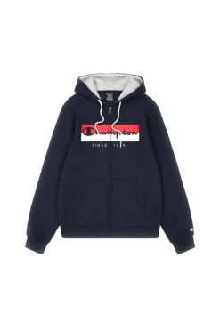 Blaues Sweatshirt mit Reißverschluss CHAMPION HOODED FULL ZIP
