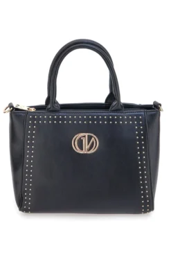 Borsa a mano nera con borchie e tracolla Guido Vietri K30,374,B016