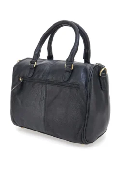 Borsa a mano nera in vera pelle artigianale con tracolla Basile BA3674DX