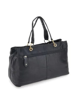 Borsa a mano nera in vera pelle con zip posteriore Basile BA3672DX