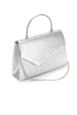 Borsa argento con texture animalier e tracolla a catena Nbg SERA/3488