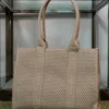 Borsa a spalla traforata beige con manici Lancetti LL25S-253-1