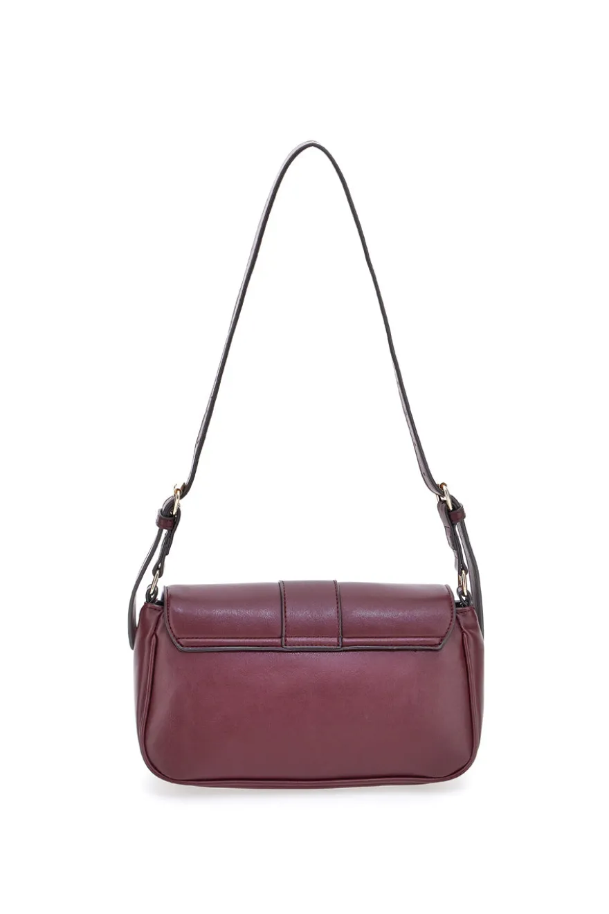 Borsa a tracolla bordeaux con tasche frontali Guido Vietri K30,365,B016