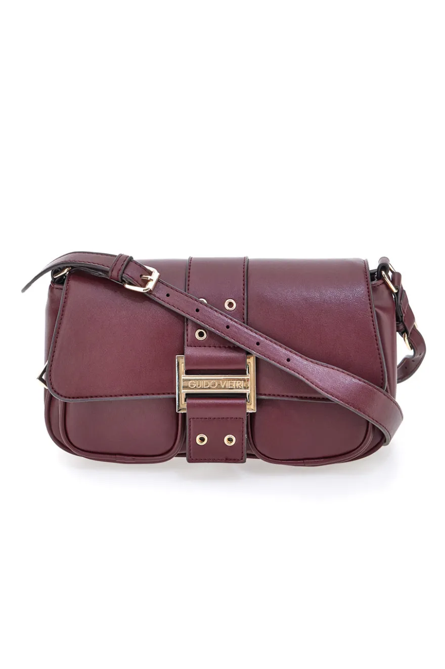 Borsa a tracolla bordeaux con tasche frontali Guido Vietri K30,365,B016