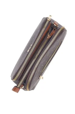 Borsa a tracolla marrone con stampa logata Basile Class BA1274LOG
