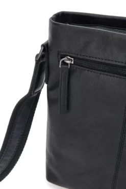 Borsa a tracolla nera in pelle con tracolla regolabile Black Shoot BS2883/T