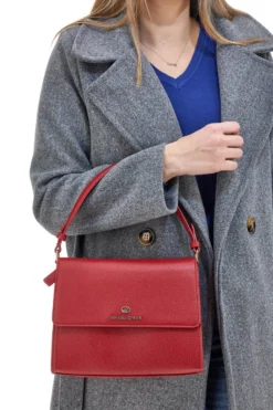 Borsa a Tracolla Rossa con dettagli Dorati Double Check 1824C