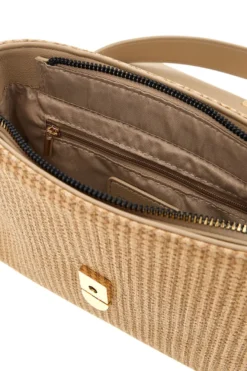 Borsa beige con inserto intrecciato Roncato R2414