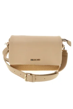 Borsa beige con inserto intrecciato Roncato R2414