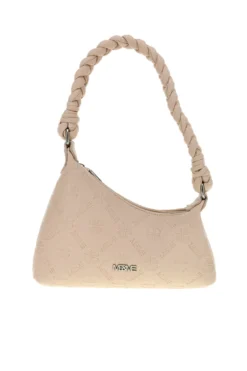 Borsa beige con manico intrecciato Me & me L4743