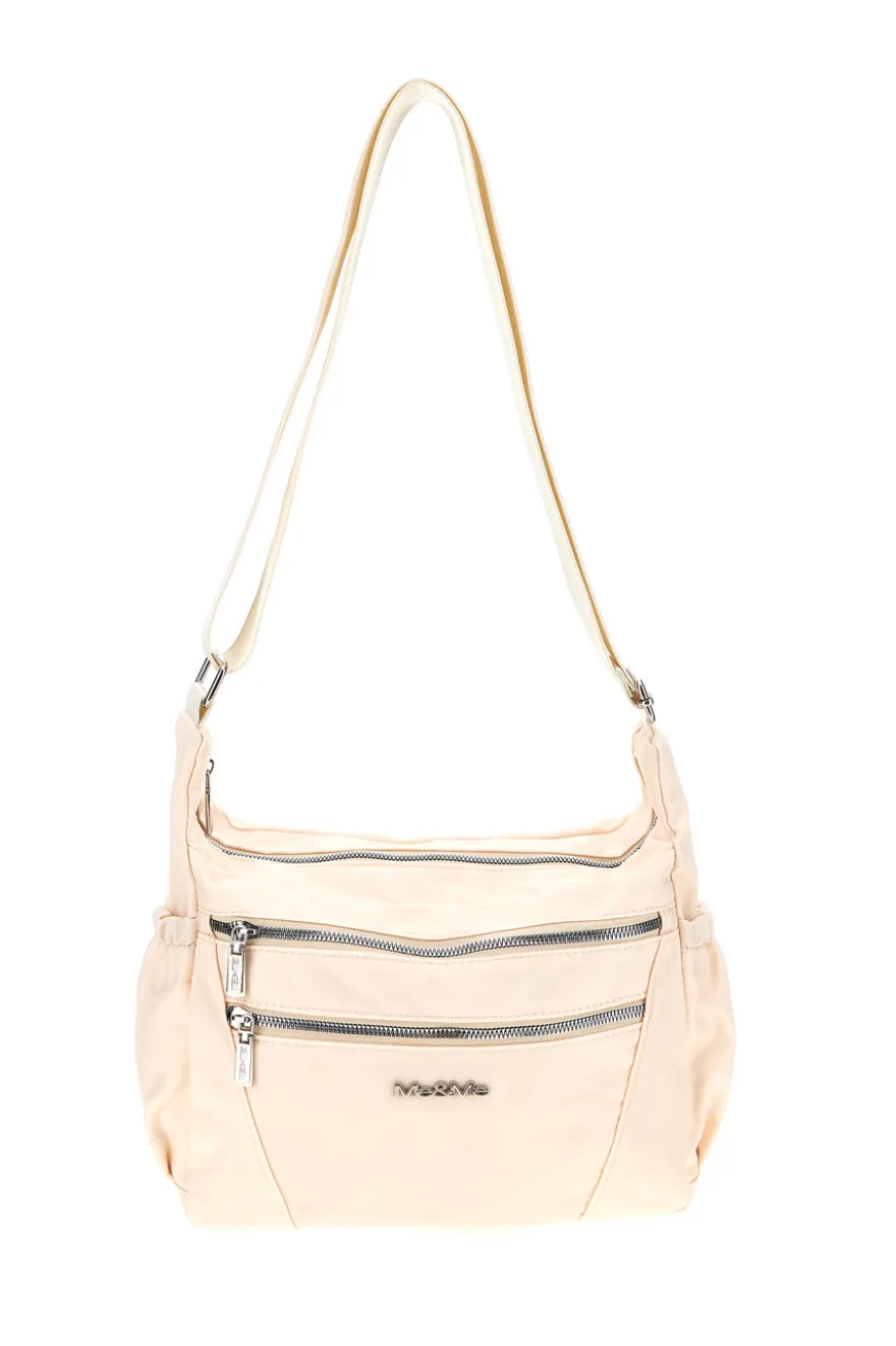 Borsa beige con zip multiple e tracolla regolabile Me & me spa 2332