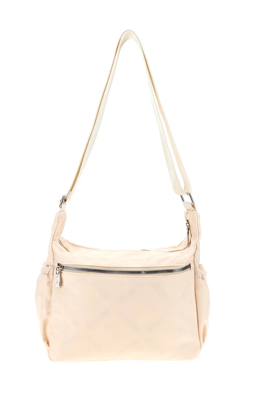 Borsa beige con zip multiple e tracolla regolabile Me & me spa 2332
