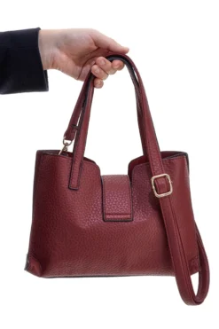 Borsa bordeaux con manici doppi e logo metallico Giulia Pieralli M-943