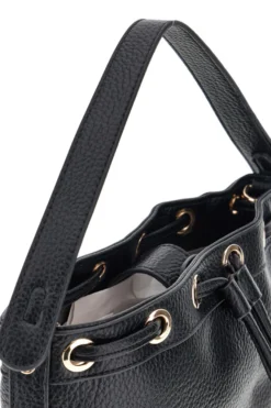 Borsa Bucket Nera con Coulisse e Dettagli Dorati Basile BA1277DOLL