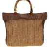 Borsa mare beige e marrone intrecciata con frange Basile CLASS BA27402
