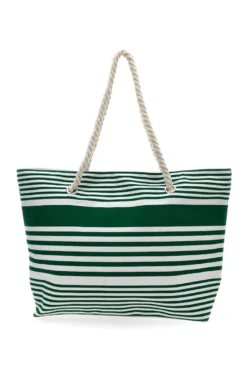 Borsa Mare Bianca e Verde A Righe Fun Beach XI Y005